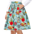 Grace Karin Frauen gefaltet Big Size Vintage Rock Pinup 50S 60S Baumwolle Blumen Print Rock CL6294-6